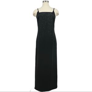 BYER TOO! Black Evening Gown with Floral Sequins